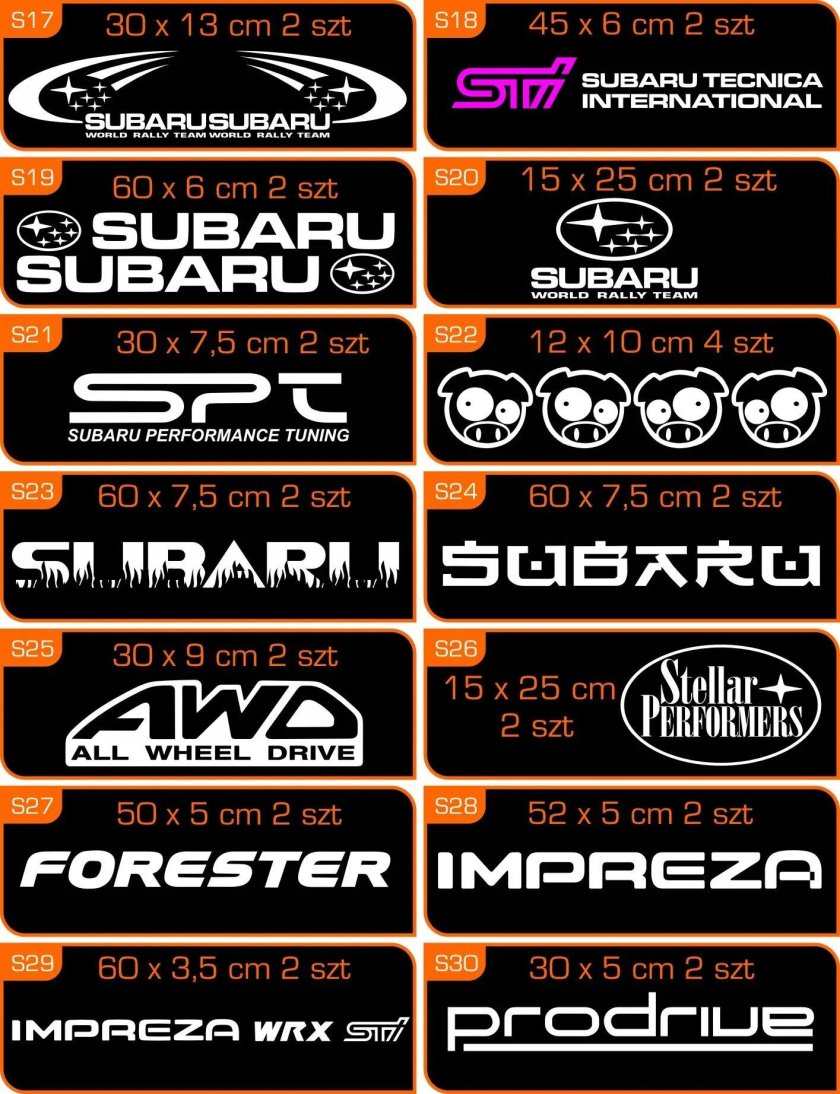 Наклейки Subaru STI