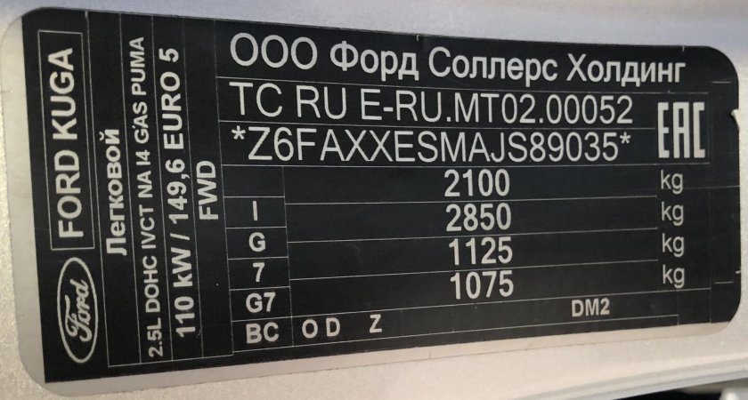 Код цвета Форд