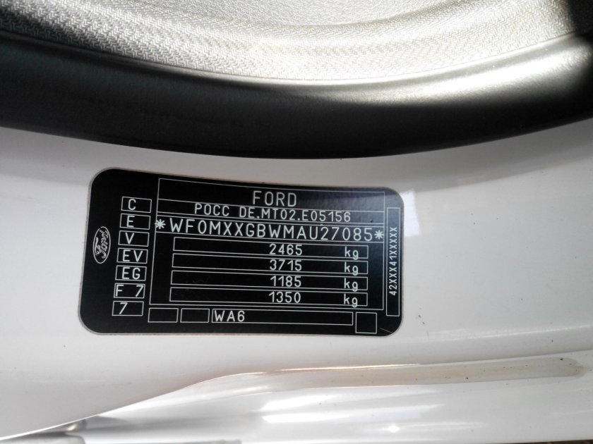 Маркировочная табличка вин Форд фокус 2 Рестайлинг