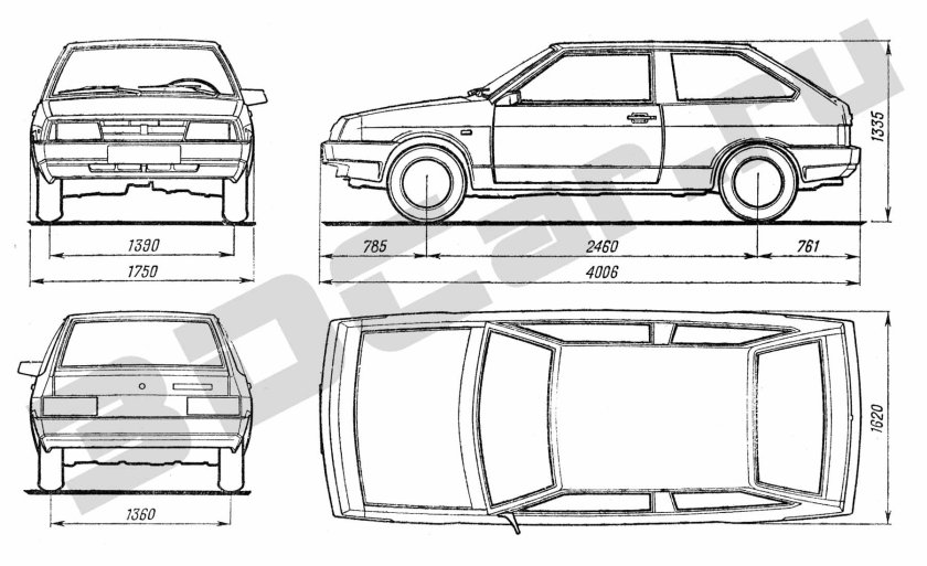 ВАЗ (Lada) 2108 чертёж