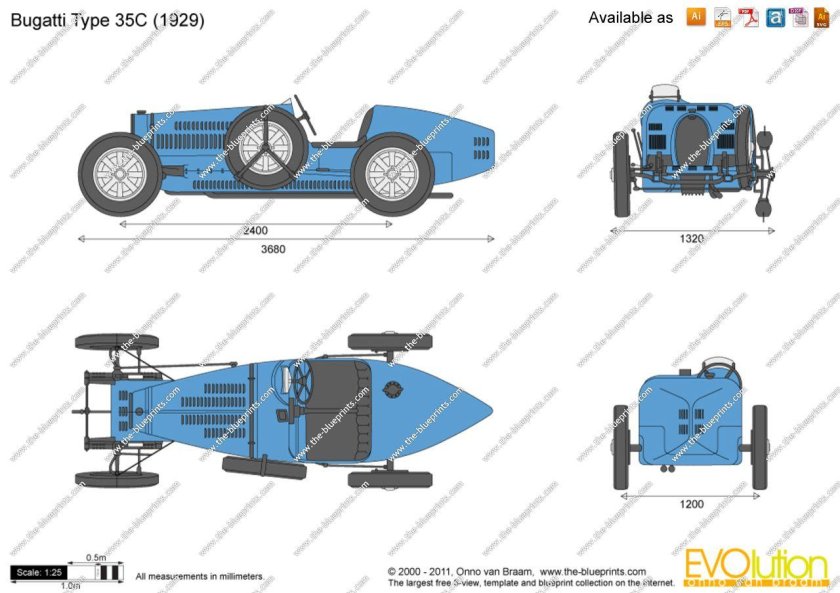 Bugatti Type 35b чертежи
