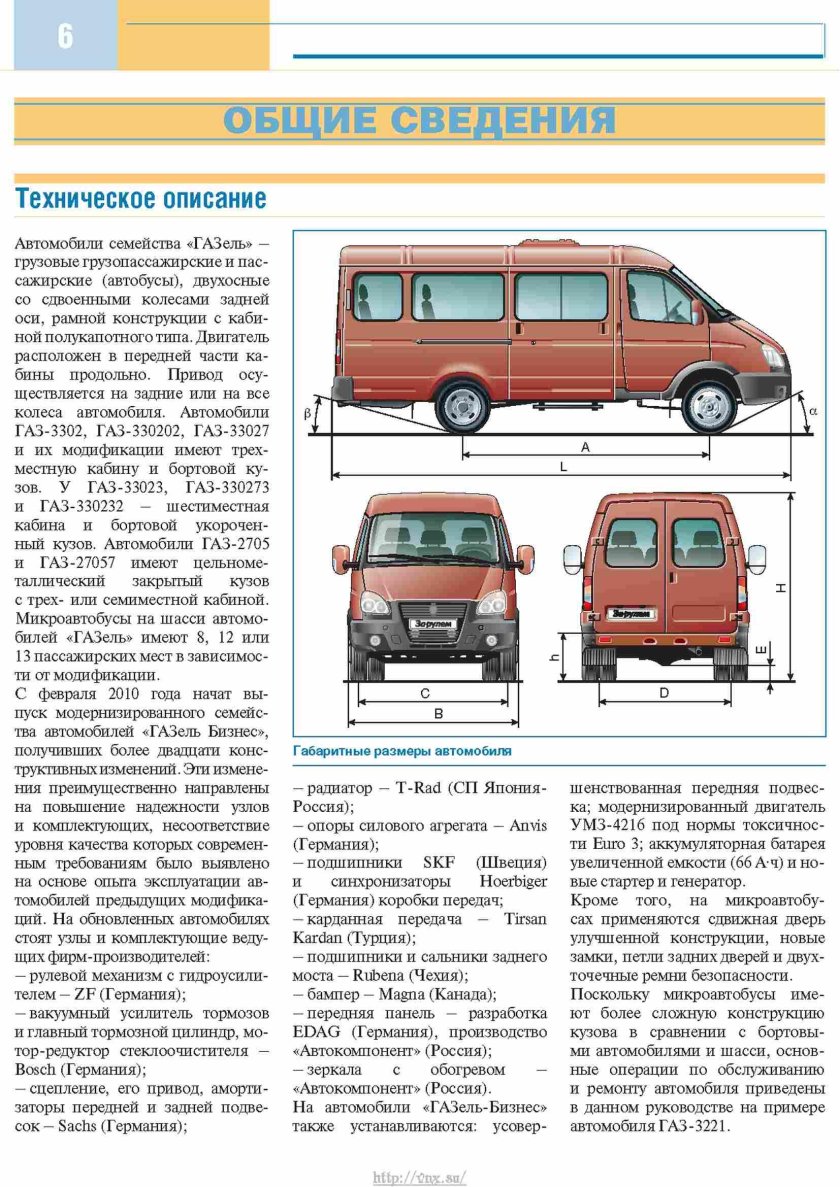 Газель 3221 габариты кузова