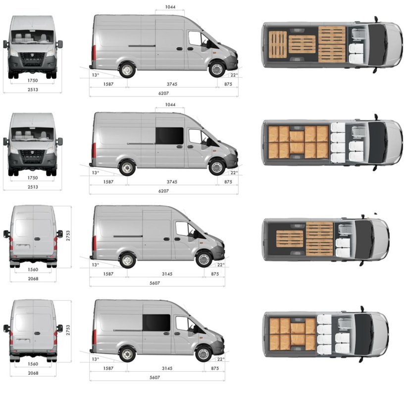 Газель next a32r32 габариты кузова