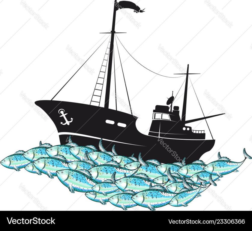 Рыболовный траулер вектор