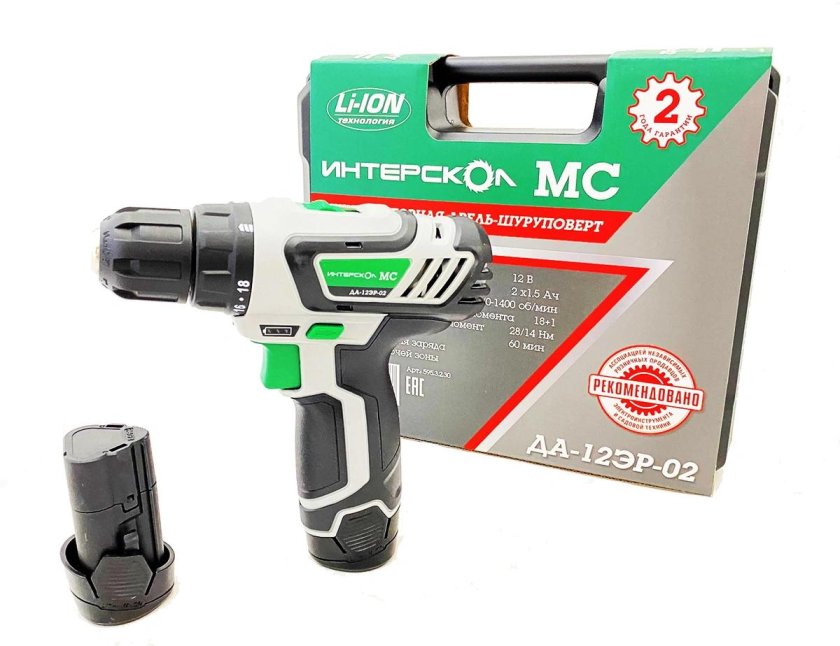 Аккумуляторная дрель-шуруповерт Интерскол да-12эр-02 534.0.2.02