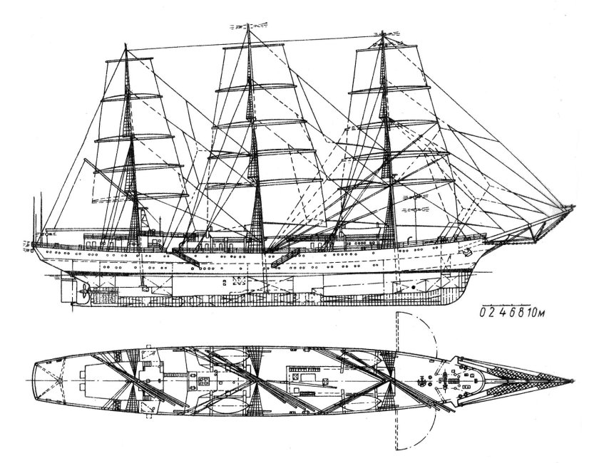 Парусник вид сбоку чертёж
