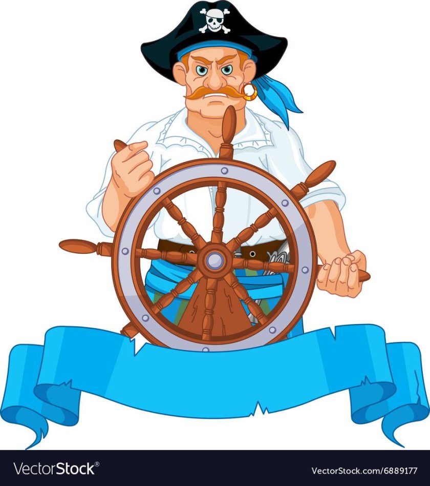 Капитан за штурвалом корабля