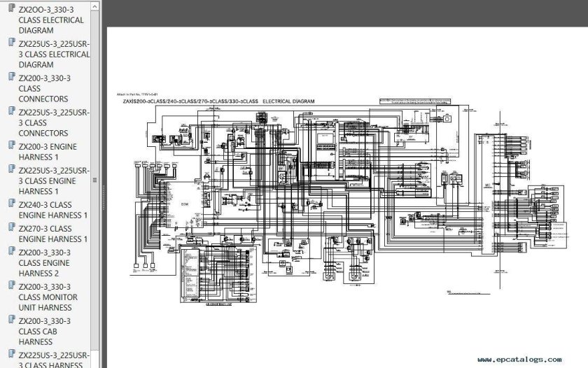 Экскаватор Хитачи ZX 200 электросхема