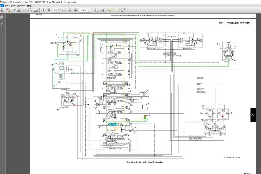 Sk75 Kobelco гидросхема