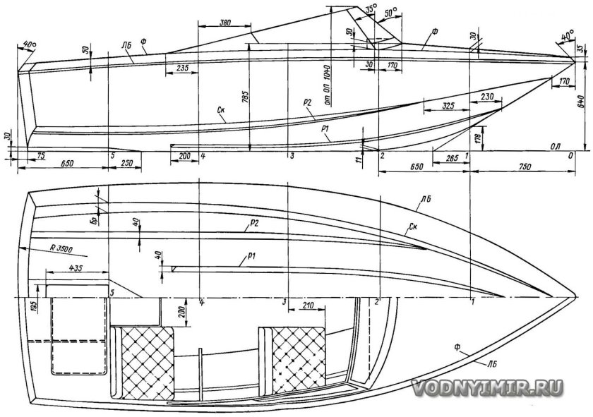 Катер водоизмещающий 10 м чертеж
