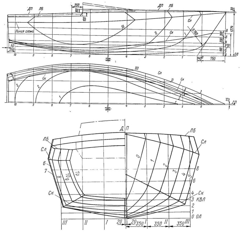 Катер водоизмещающий 10 м чертеж
