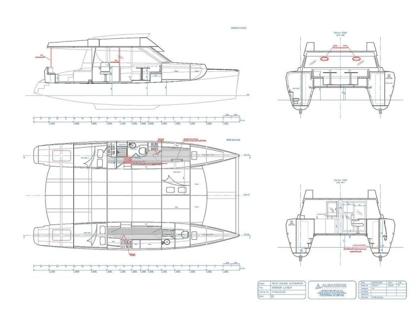 Катамаран АМГ 10 М чертеж