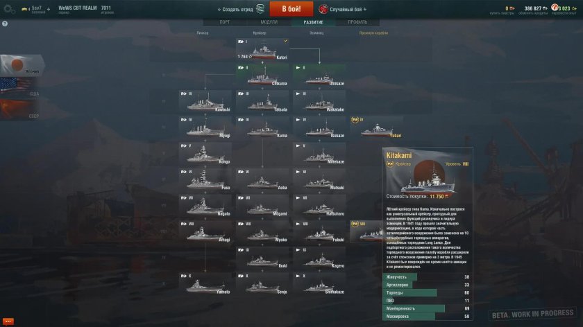 Ветка кораблей в World of Warships