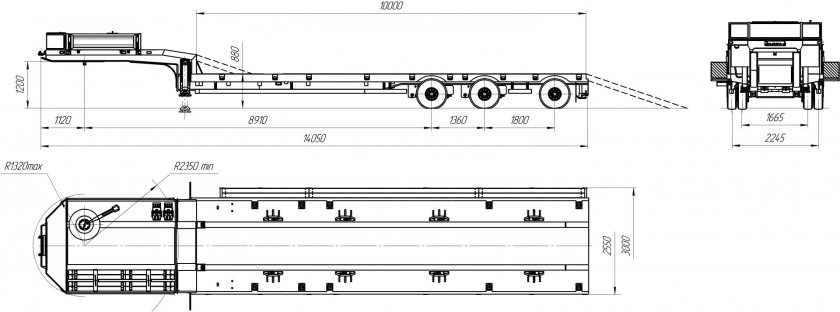 Трал низкорамный ссу 1150 чертеж
