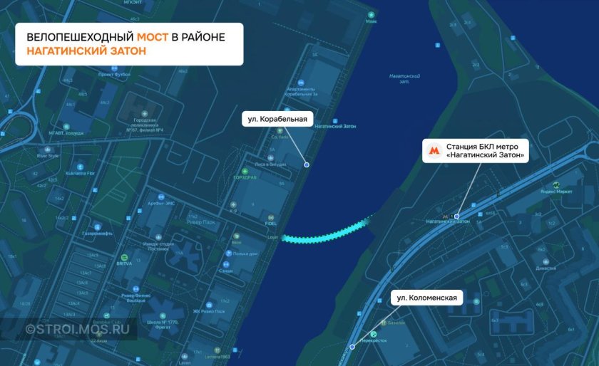 Метро Нагатинский Затон на карте