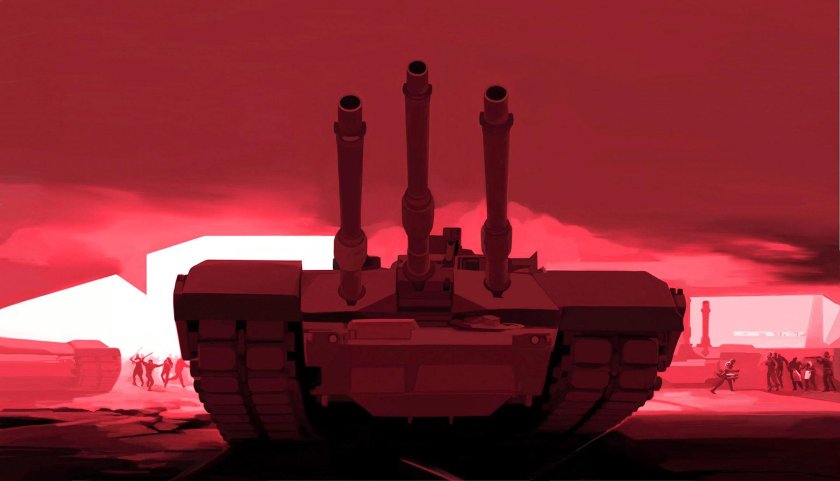Танк на Красном фоне