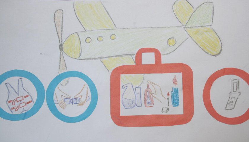 Эскиз плаката соблюдение правил безопасности в самолете