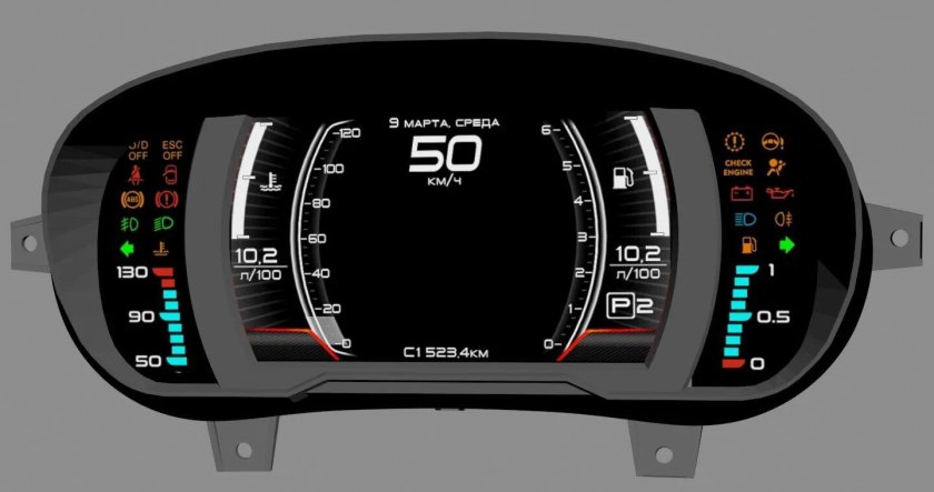 Цифровая приборная панель Лада Гранта