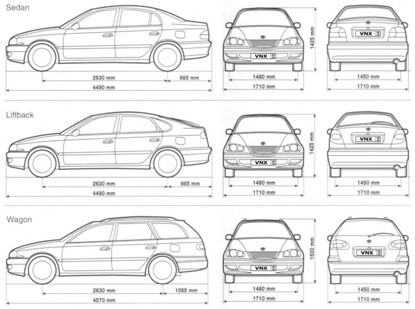Габариты Тойота Авенсис 2008 седан