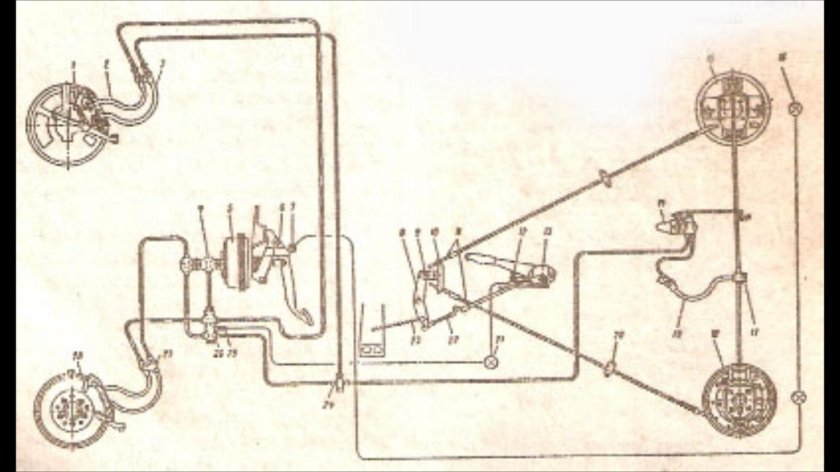 Схема тормозной системы Москвич 412