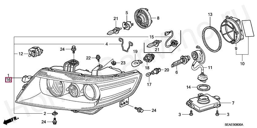 Фара Хонда Аккорд 7 лампочки