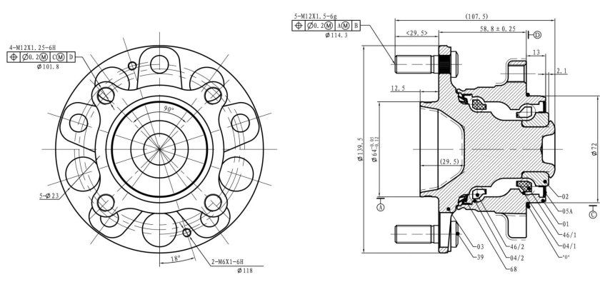 Задняя ступица Хонда Аккорд 7 чертеж