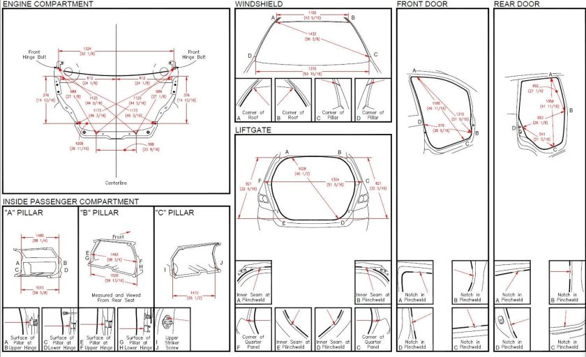 Габариты капота Honda Fit 2001