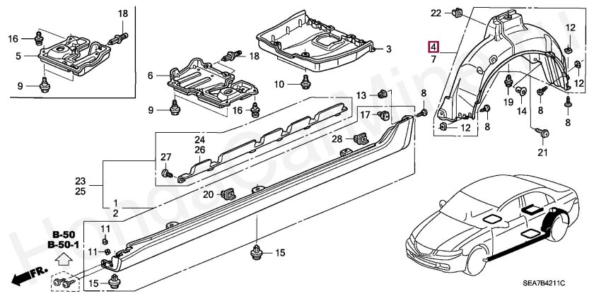 Клипсы на Honda Accord 7 на пороги