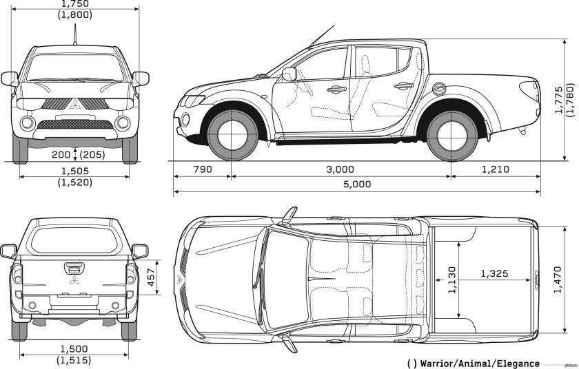 Mitsubishi l200 габариты