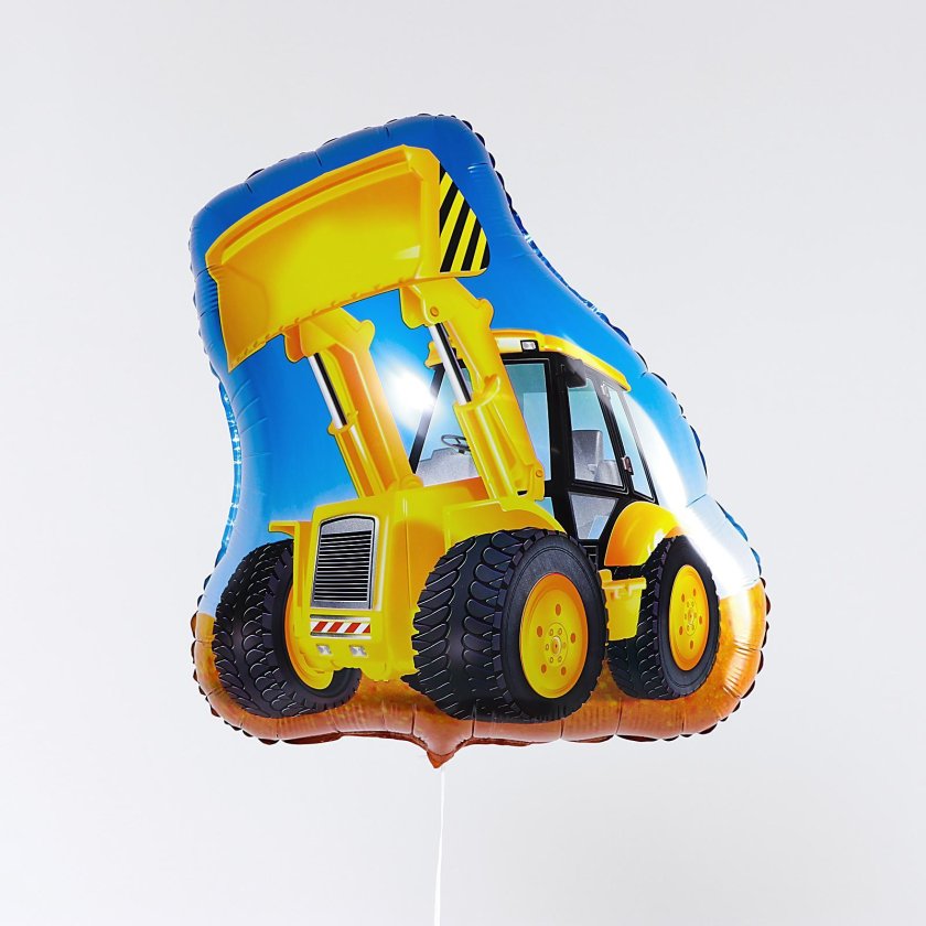 Шар фольга экскаватор желтый