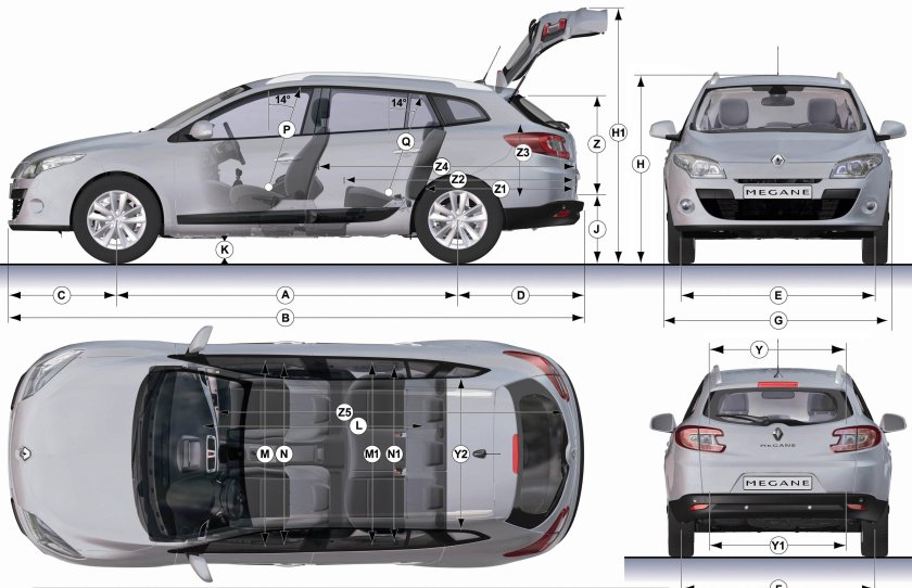 Renault Megane 3 универсал габариты