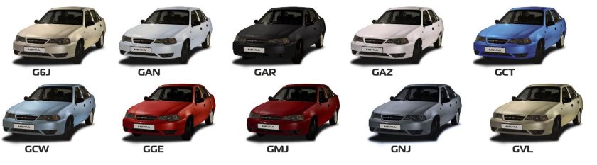 Daewoo Nexia n150 цвета