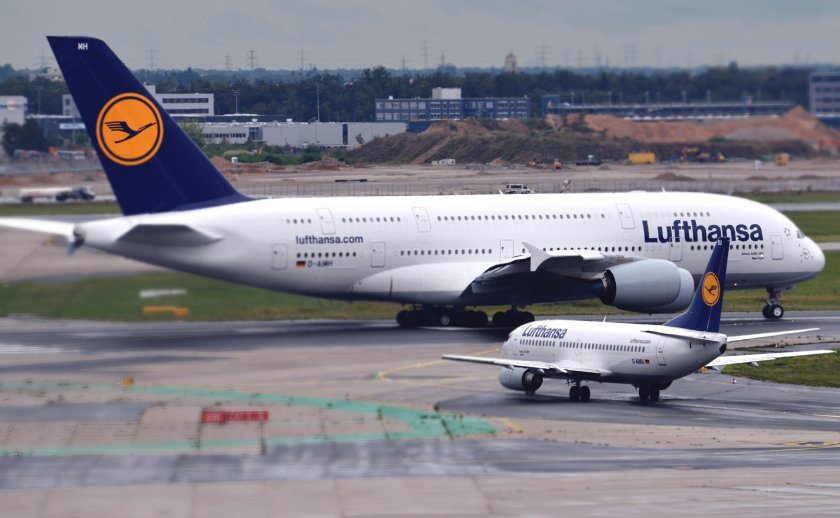 Самолет, Airbus, a380, Lufthansa, Люфтганза