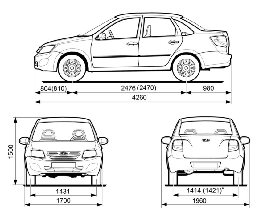 Lada Granta седан чертеж