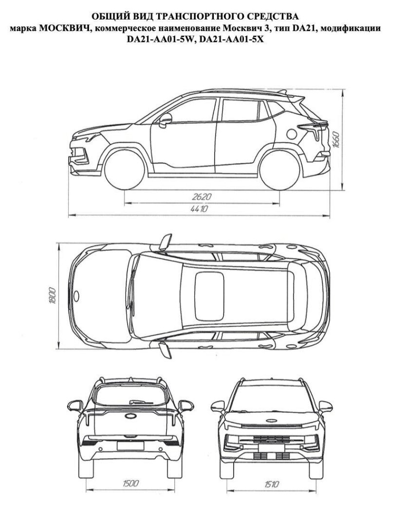 Москвич 3 Размеры