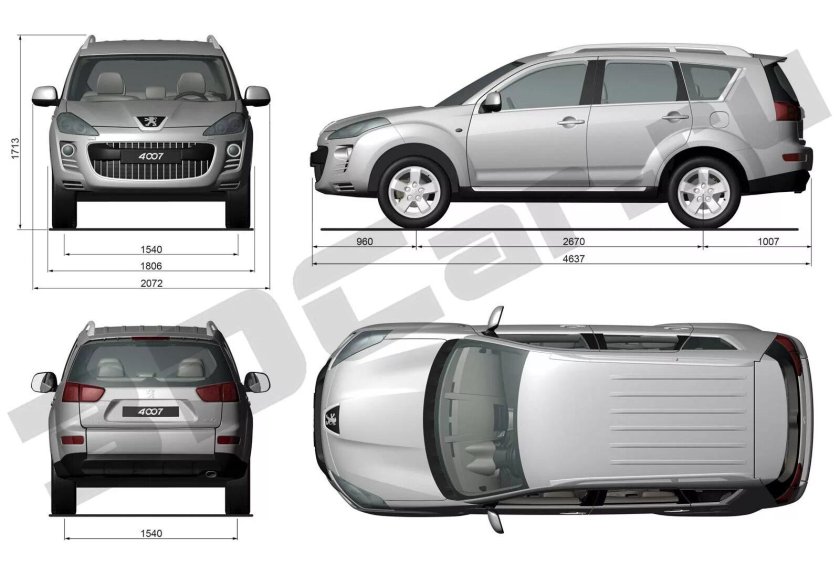 Пежо 4007 габариты