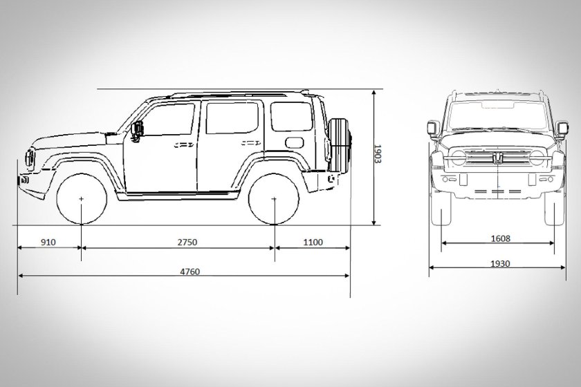 Габариты багажника Tank 300