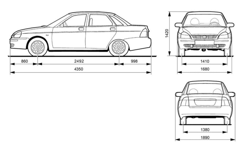 Лада Приора 2 седан чертеж