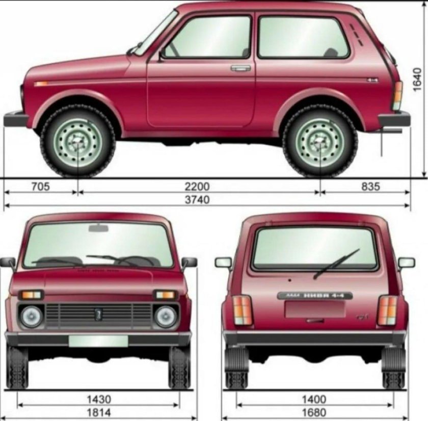 Габариты ВАЗ 21213 Нива