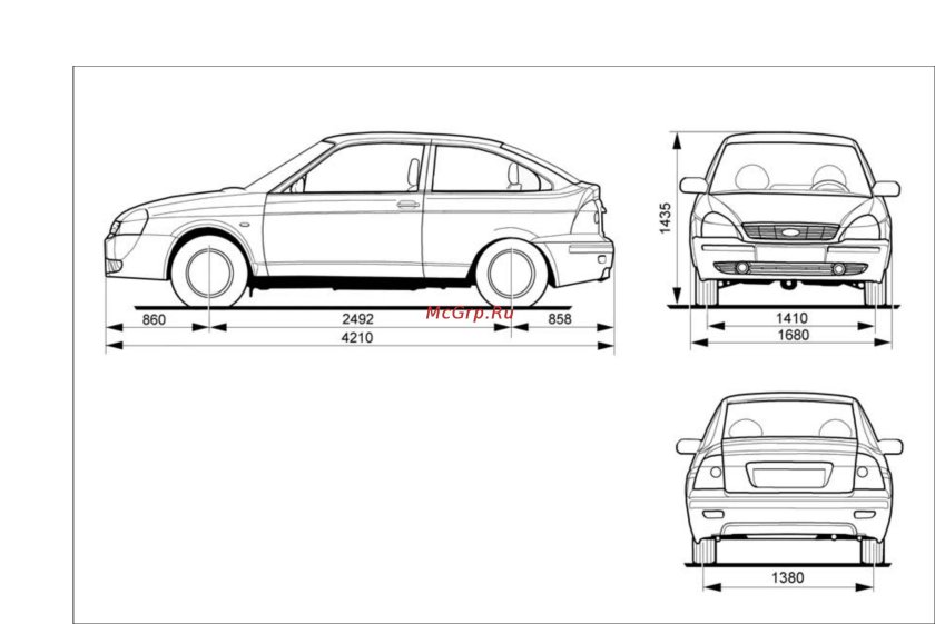 Ваз 2170 приора седан габариты кузова