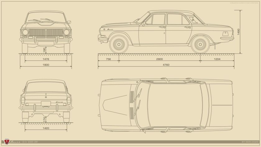 ГАЗ 24 Волга чертеж