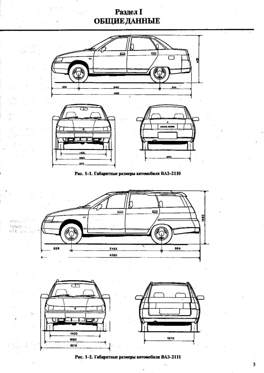 Габариты автомобиля ВАЗ 2111