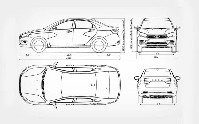 Чертеж лада веста фл