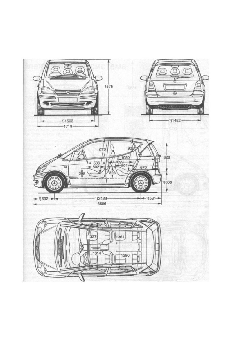 Габариты Мерседес w168