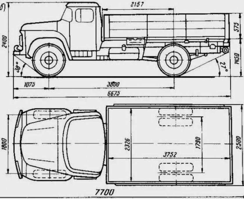 Габариты кузова ЗИЛ 130 самосвал