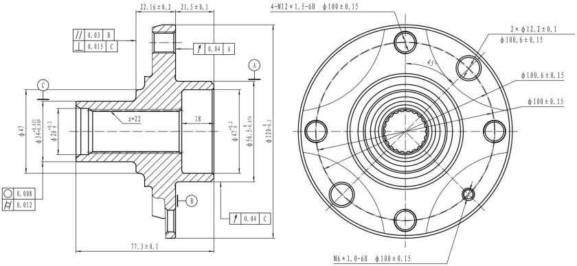 Чертеж ступицы Рено Логан