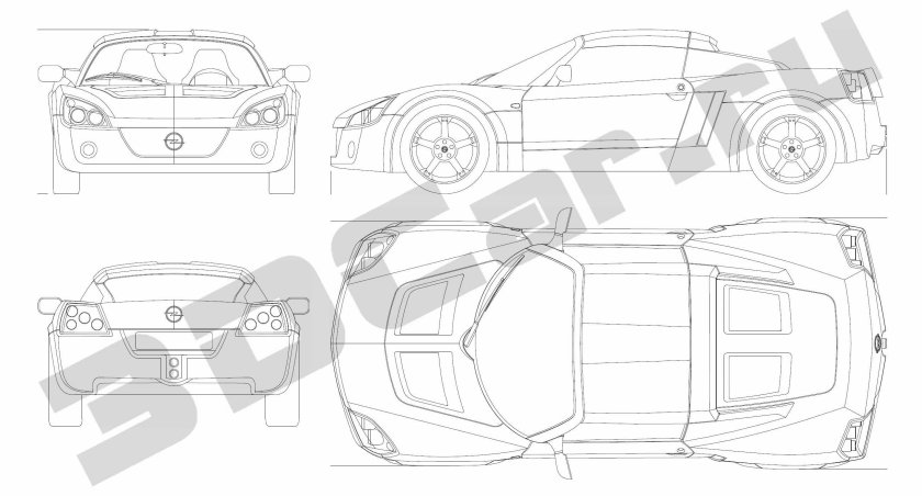 Opel Speedster 2005 чертеж
