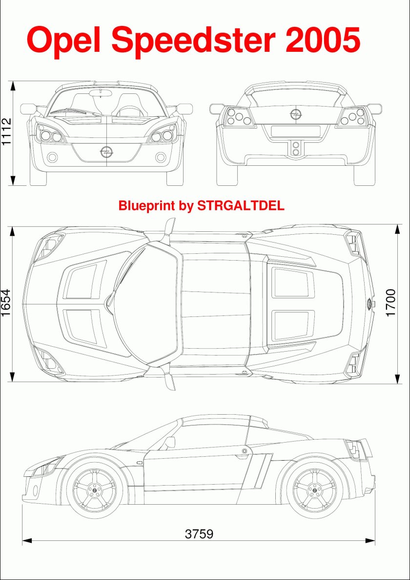 Opel Speedster 2005 чертеж