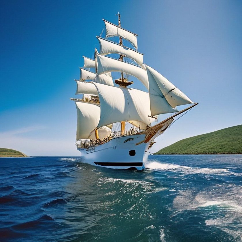 Морской пейзаж с парусником