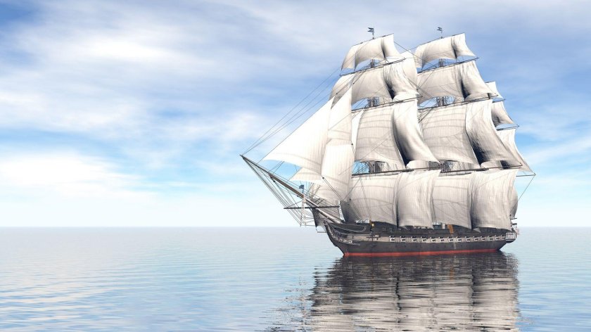 Корабль с белыми парусами